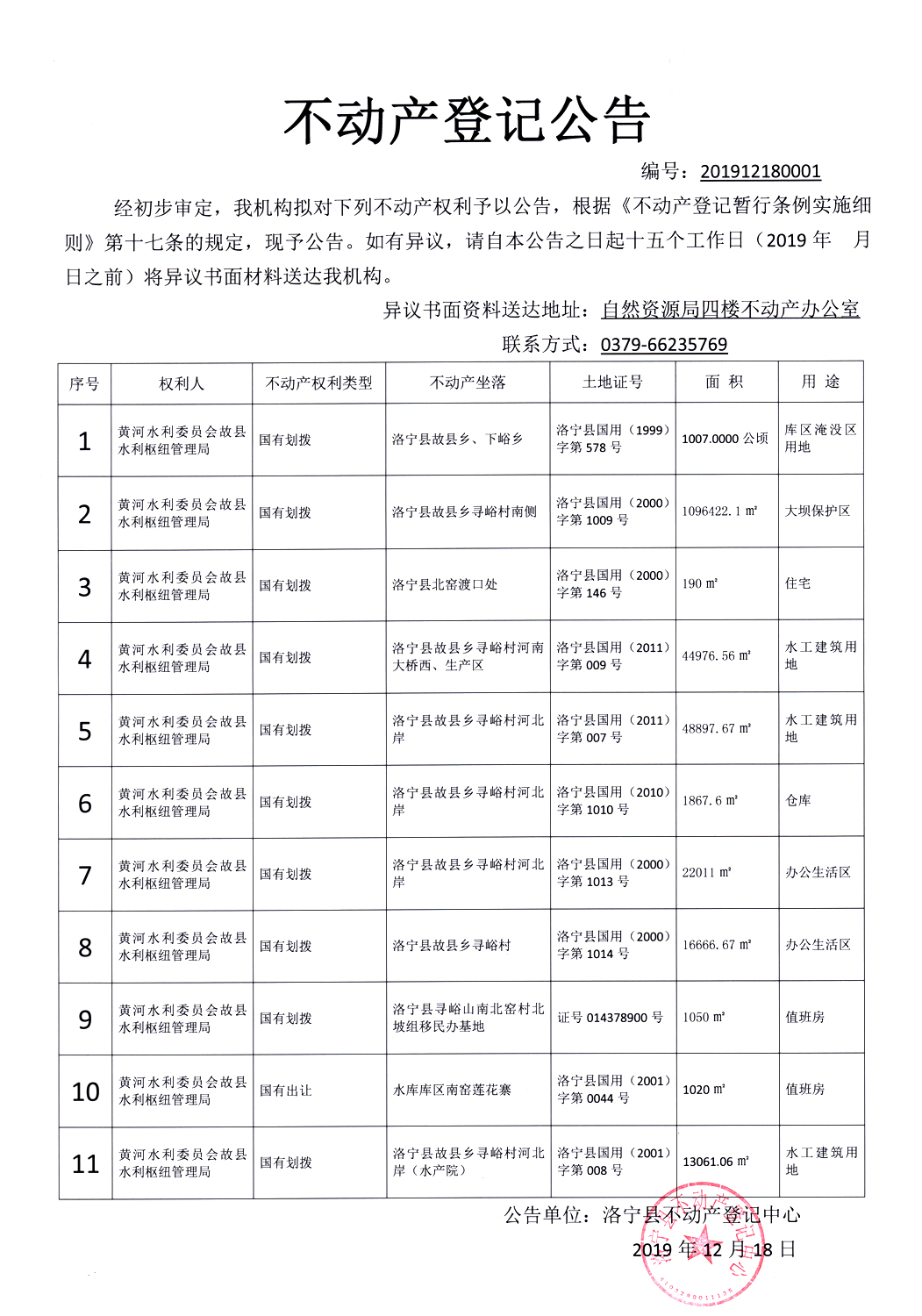 不动产登记公告201912180001